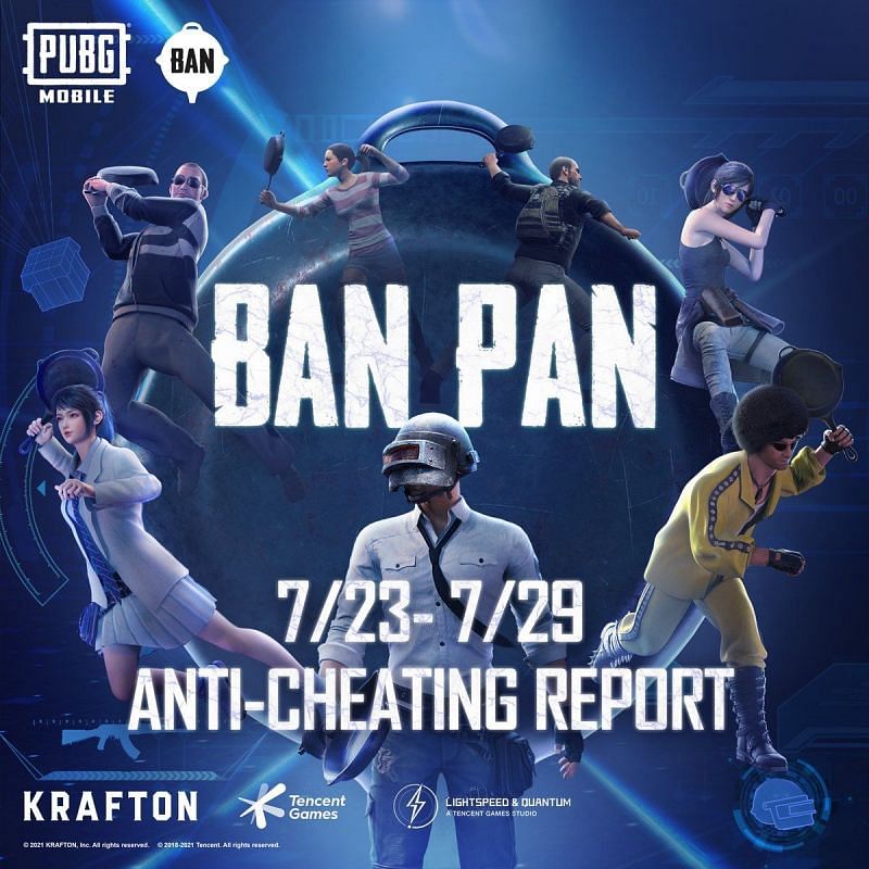 The PUBG Mobile anti-cheating report for July 23rd to July 29th