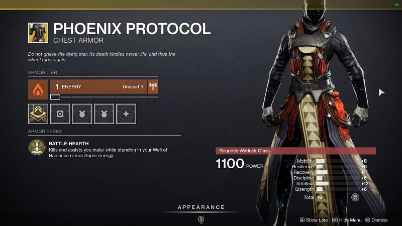 Phoenix Protocol exotic chest armor (Image via Destiny 2)