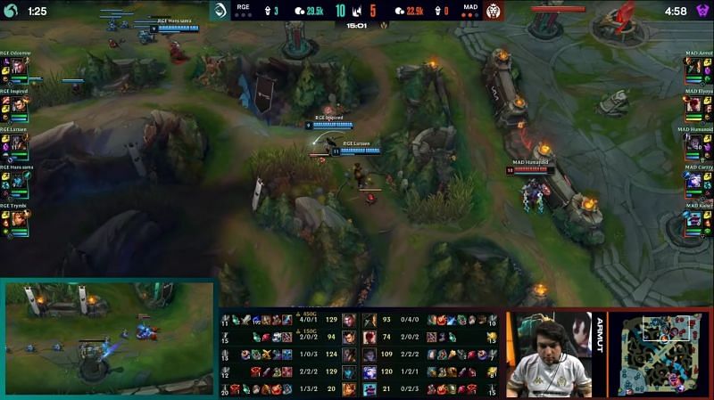 Rogue gave away a 10k gold lead against MAD Lions (Image via League of Legends)