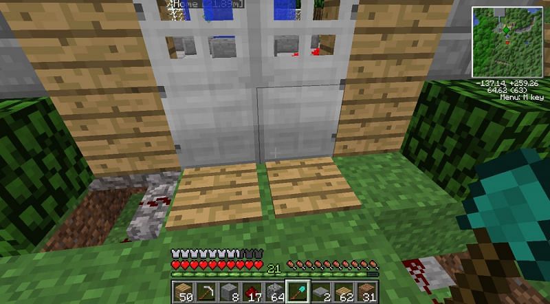 Automated pressure plate doors are simple creations that open doors (Image via Mojang)