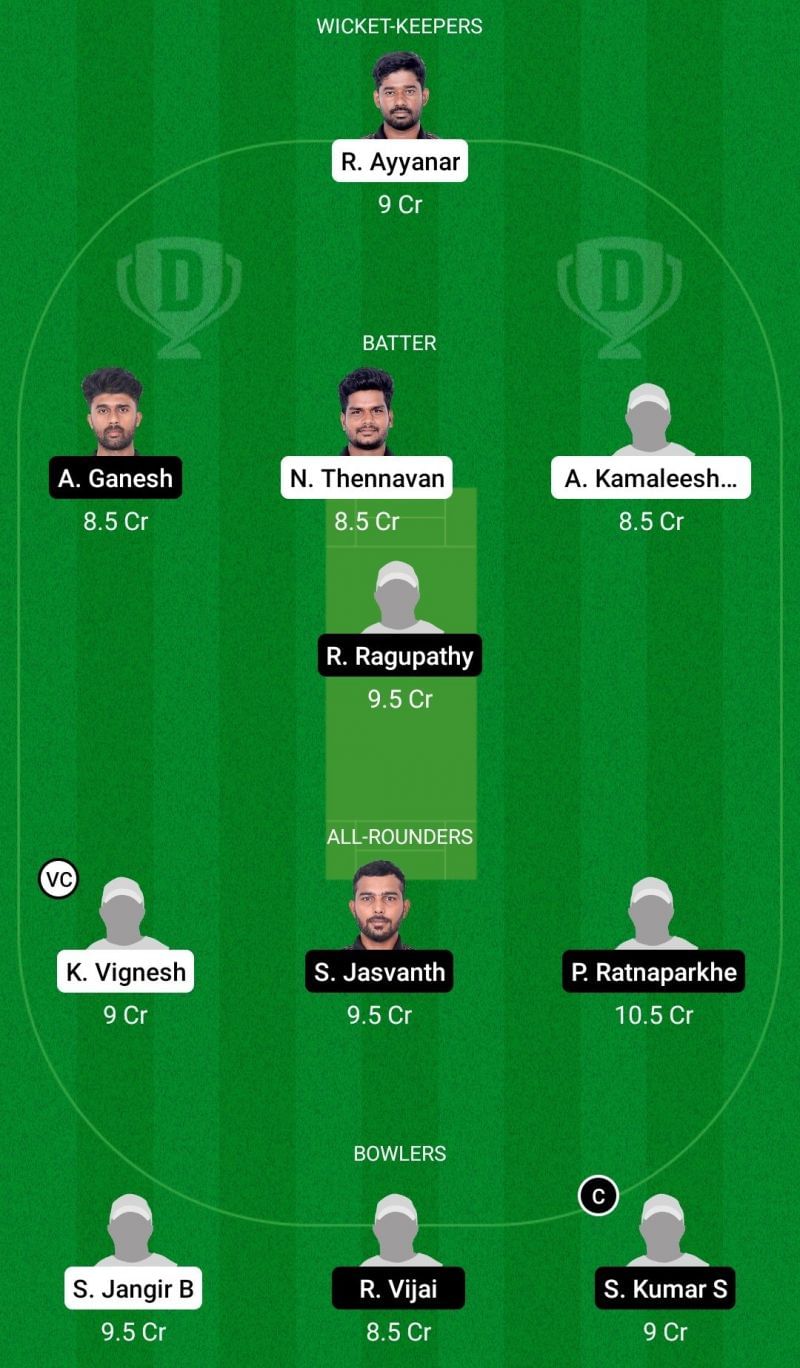 Dream11 Team 2 for Lions XI vs Tigers XI - Pondicherry T20 2021 Match 16.