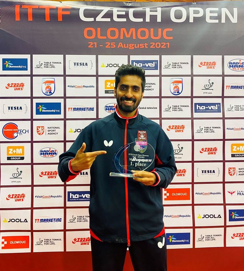 India&#039;s G Sathiyan after winning the Czech Open on Wednesday.