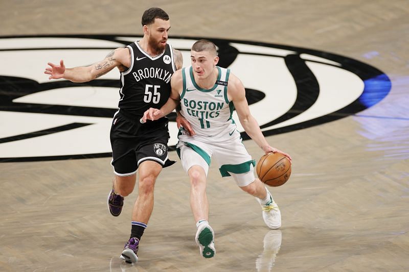 Boston Celtics guard Payton Pritchard (right)