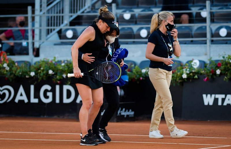 Simona Halep sustained an injury to the calf muscle in Rome