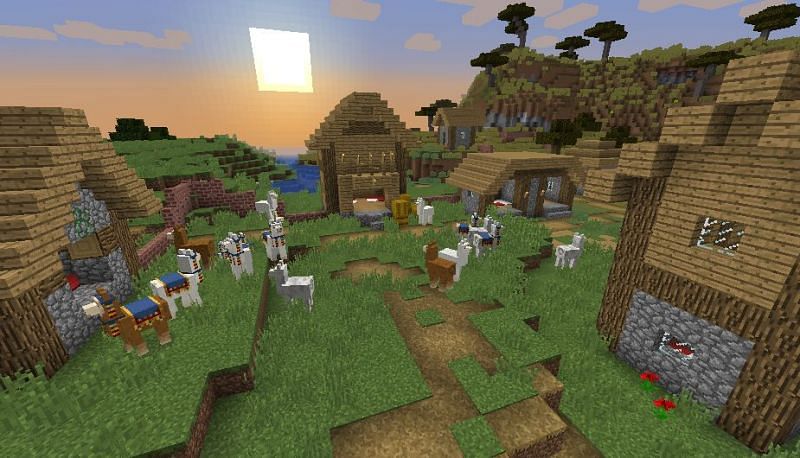 A village with some llamas (Image via Reddit)