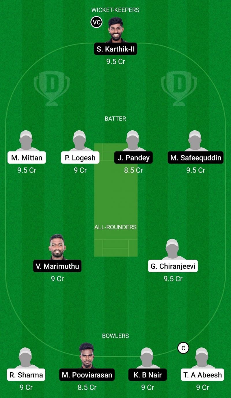 Dream11 Team for Sharks XI vs Bulls XI - Pondicherry T20 2021 Match 23.