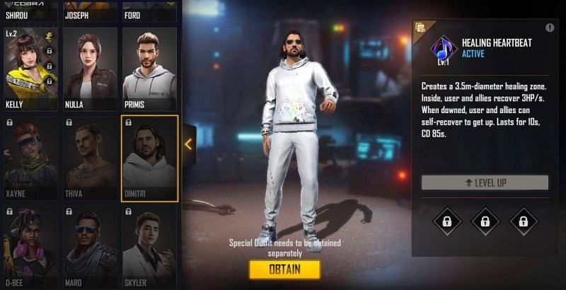 Dimitri was recently added to Free Fire with the OB29 update (Image via Free Fire)