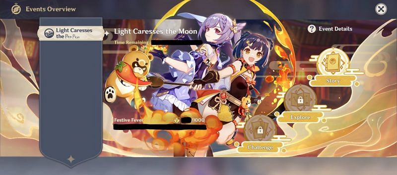 Light Caresses the Moon leaked event page in Genshin Impact (image via Penpen)