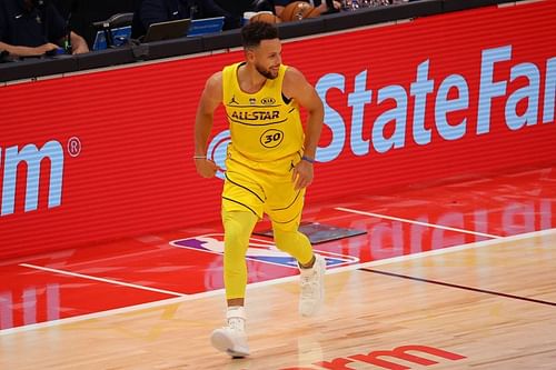 Golden State Warriors talisman Stephen Curry in action during the 2021 NBA All-Star game