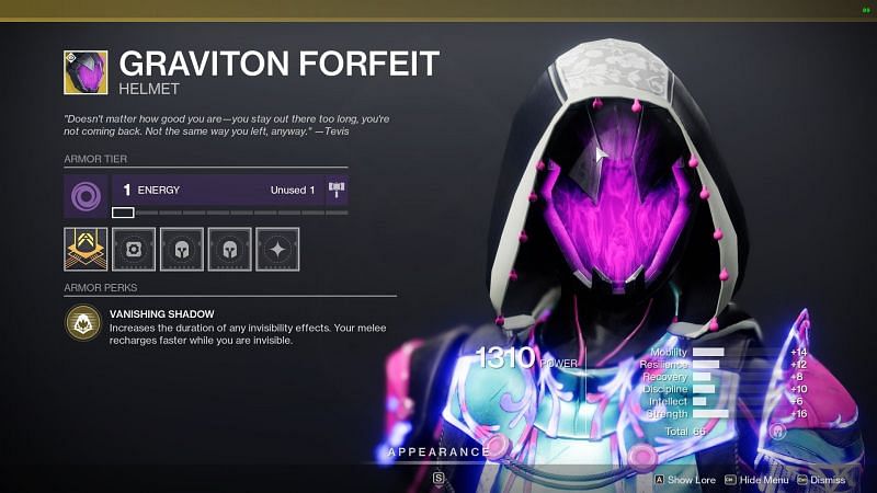 Graviton Forfeit Hunter Exotic headgear (Image via Destiny 2)