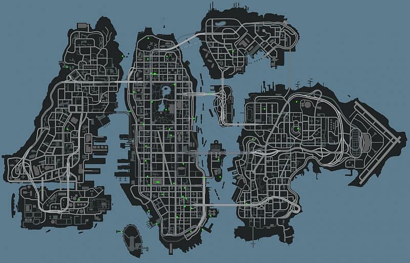 GTA 4&#039;s map (Image via GTAWiki.com)