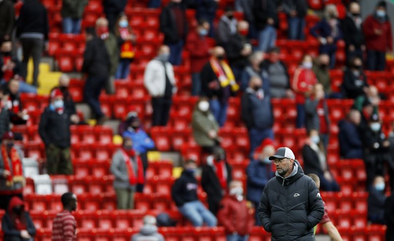 Liverpool boss Jurgen Klopp looks on