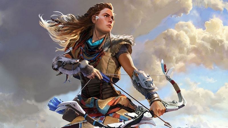 Aloy, as she normally appears in official concept art by Guerilla Games (Image via Guerilla Games)