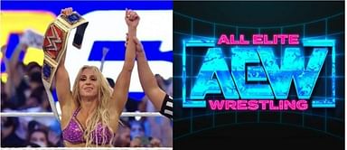 Charlotte Flair celebrates with AEW star after WWE Summerslam title win