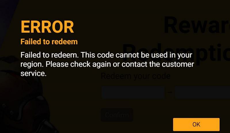 Other users will face this error (Image via Free Fire)