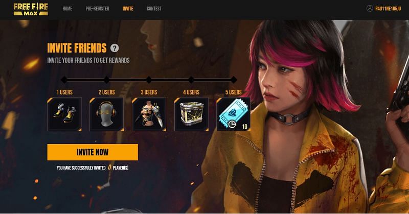 Players will receive rewards if they successfully invite their friends to pre-register for Free Fire Max (Image via Garena)