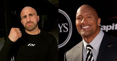 Alexander Volkanovski (L), Dwayne 'The Rock' Johnson (R). [Image via Instagram @alexvolkanovski]