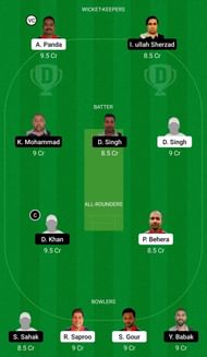 Dream11 Team 1 for Helsingborg Royals vs Ariana AKIF - ECS T10 Malmo 2021.