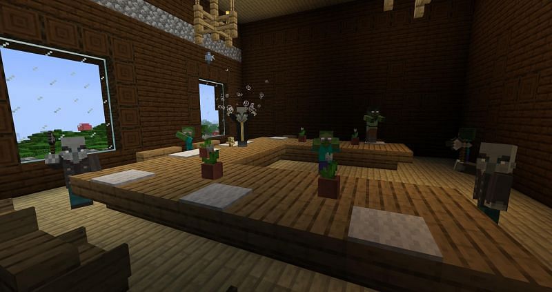 Illagers in mansion (Image via Minecraft)