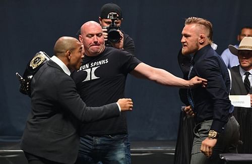 Conor McGregor facing off against his arch-rival Jose Aldo