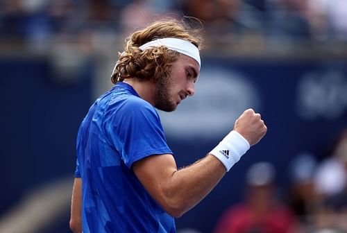 Stefanos Tsitsipas pumps his fist at the 2021 Toronto Masters