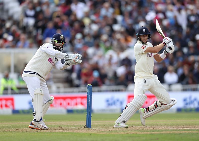 Rishabh Pant and Joe Root during Day 4 of the first Test. Pic: Getty Images