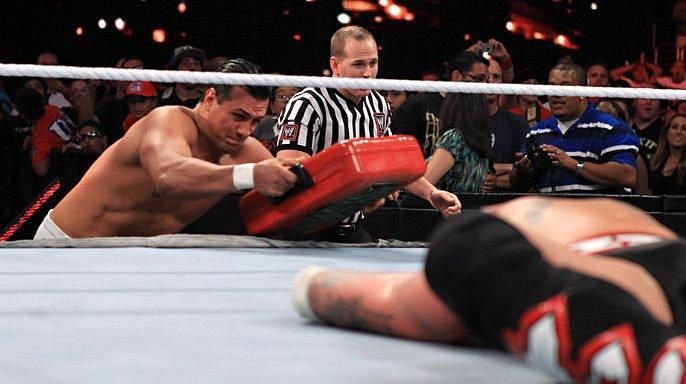 The iconic image of Alberto Del Rio famously cashing in