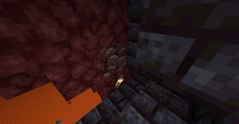 Ancient debris next to a bastion (Image via Minecraft)