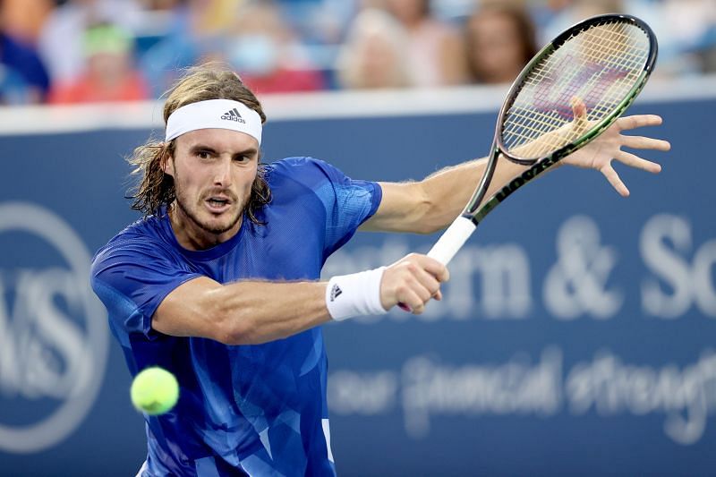 Stefanos Tsitsipas at the 2021 Western &amp; Southern Open.