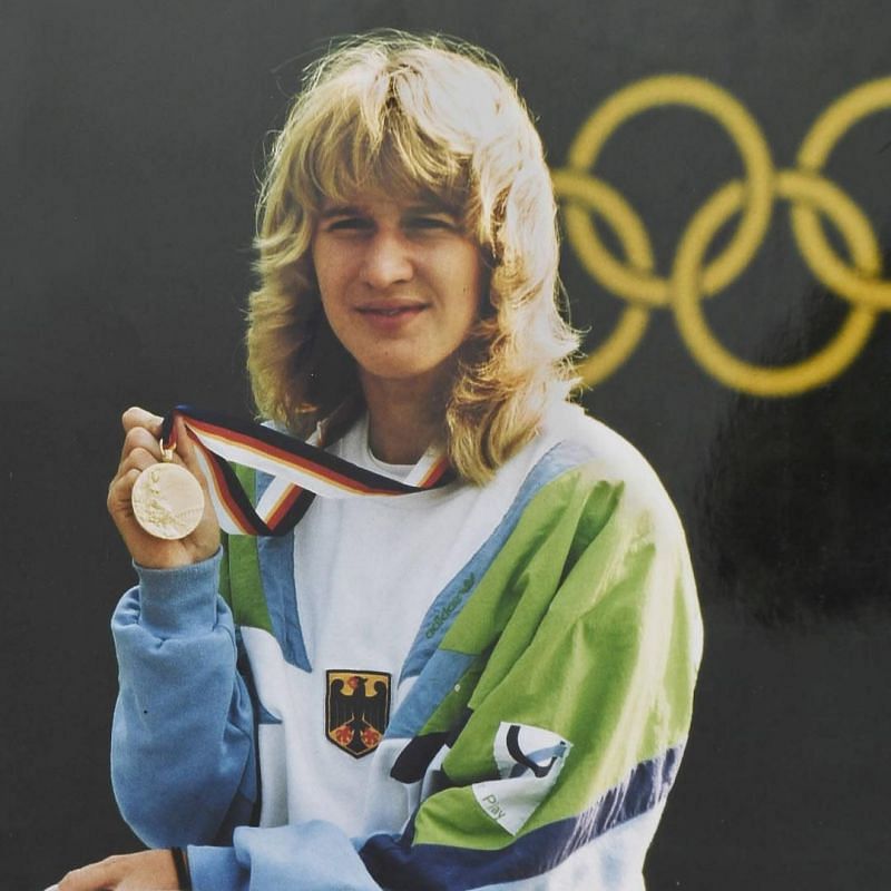 Steffi Graf with her Olympic gold medal in 1988 - Picture Credit @ITFTennis Twitter handle