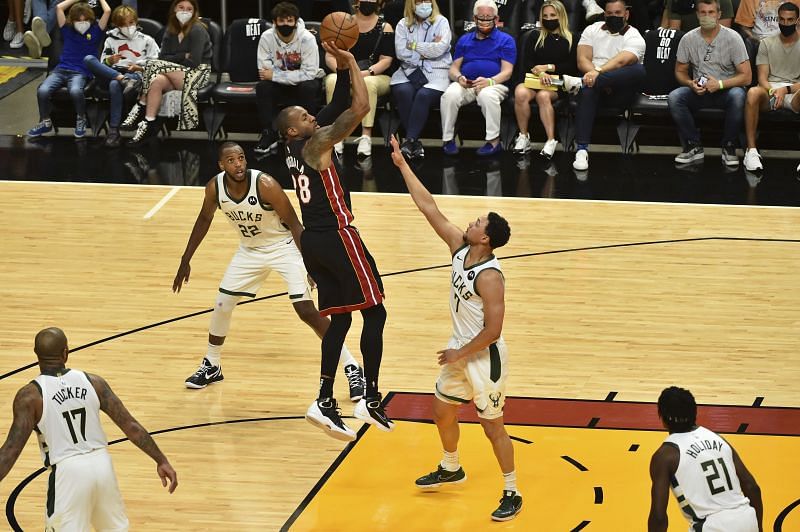 Andre Iguodala #28 attempts a shot against the Milwaukee Bucks.