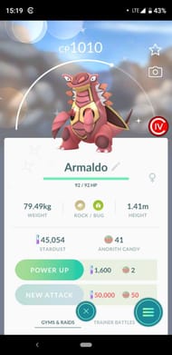 Armaldo in Pokemon Go