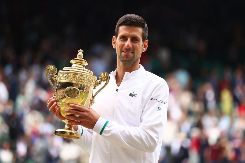 Novak Djokovic, with his 2021 Wimbledon title