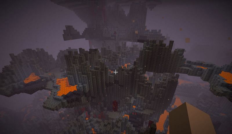 A basalt delta biome (Image via Minecraft)