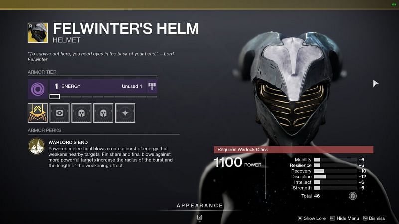 Felwinter&#039;s Helm exotic headgear (Image via Destiny 2)