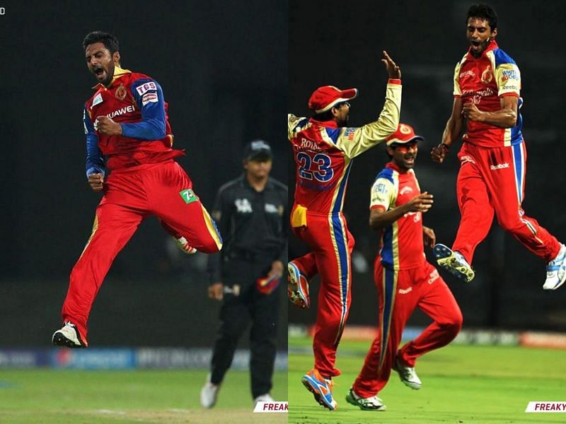 Former RCB pacer Sreenath Arvind celebrating after picking up a wicket (Pic: @RCBTweets)