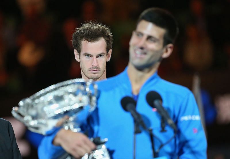 Andy Murray (L) and Novak Djokovic