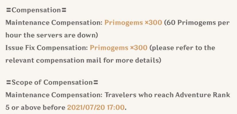 NEW!!! Extra 100 Freemogems Maintenance Compensation - Genshin Impact 4.2 