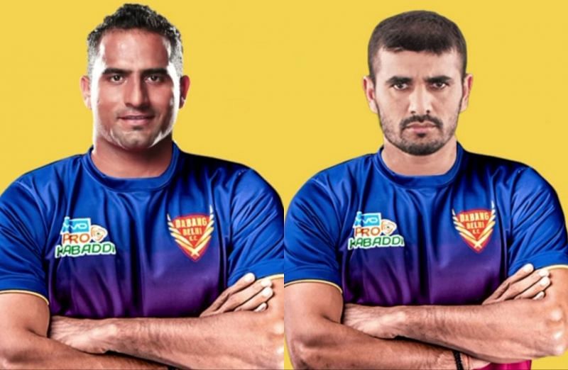 Sandeep Narwal (left) and Ajay Thakur (right) will ply their trade for Dabang Delhi K.C.