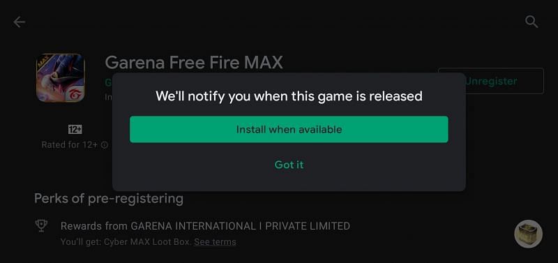 The pre-registration process is complete (Image via Play Store)