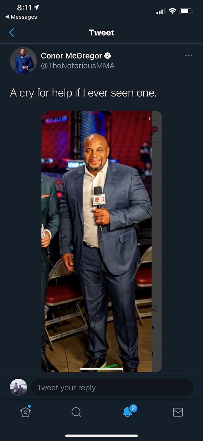The first of many deleted tweets by Conor McGregor targeting Daniel Cormier