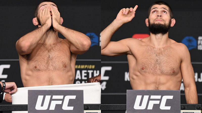 Khabib Nurmagomedov makes weight for his UFC 254 bout [Photo via @espnmma on Twitter]