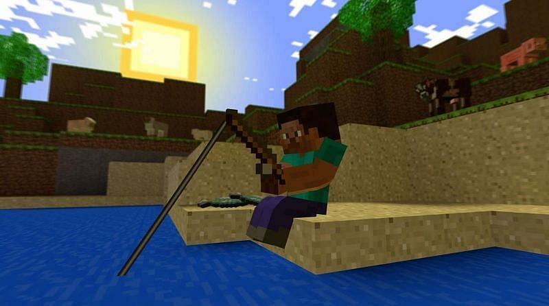 Fishing in Minecraft can provide some good loot (Image via Minecraft)