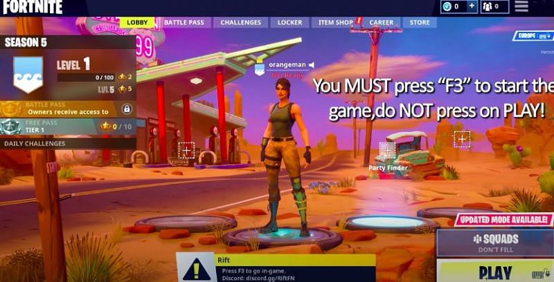 Lobby screen. (Image via OrangeGuy on YouTube)