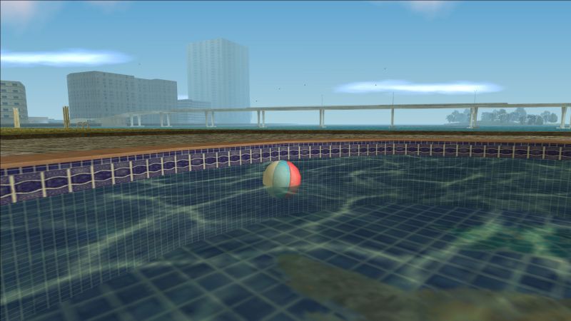 This is the beach ball that Tommy Vercetti can bounce on his head (Image via Rockstar Games)