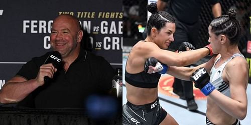 Dana White (left), Cheyanne Buys punches Gloria de Paula (right)