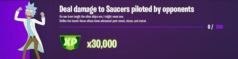 &quot;Deal damage to saucers piloted by opponents&quot; Fortnite Week 12 Epic challenge (Image via iFireMonkey)