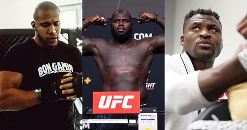 Ciryl Gane (left), Jairzinho Rozenstruik (central), Francis Ngannou (right) [Images Courtesy: @ciryl_gane @jairzinho.rozenstruik @francisngannou on Instagram]