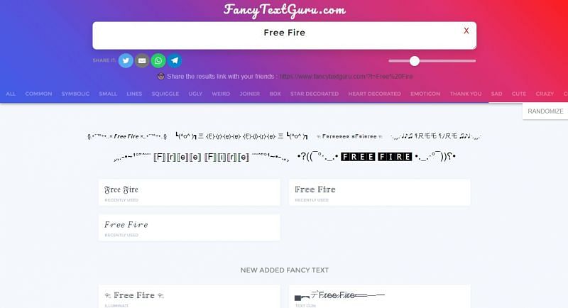 FancyTextGuru offers the players a tool to create names in a wide assortment of fonts