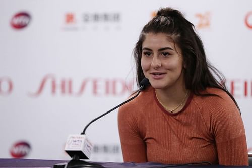 Bianca Andreescu during a press conference